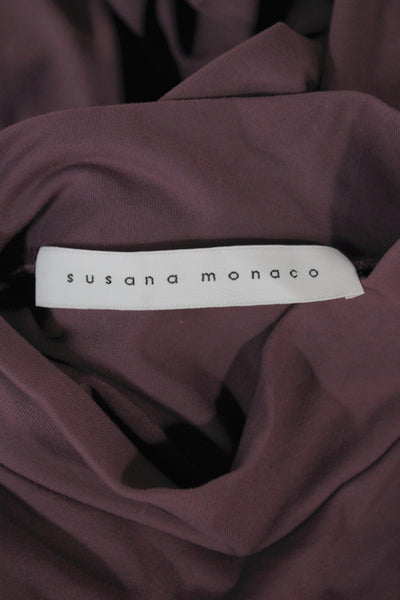 Club Monaco Womens Bodycon Purple Mock Neck Long Sleeve Mid Calf Dress Size XS