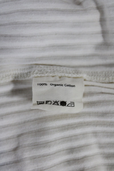 Base Range Womens Basic Ivory Organic Cotton Tie Neck Tee Short Sleeve Size 2XS