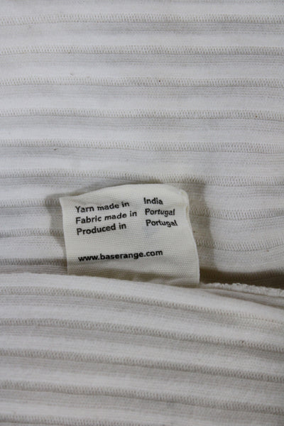 Base Range Womens Basic Ivory Organic Cotton Tie Neck Tee Short Sleeve Size 2XS