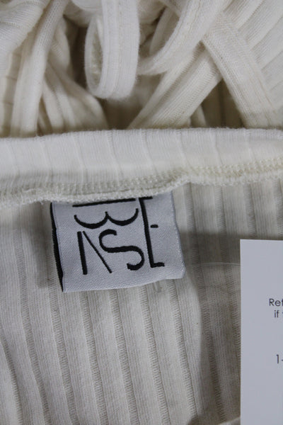 Base Range Womens Basic Ivory Organic Cotton Tie Neck Tee Short Sleeve Size 2XS