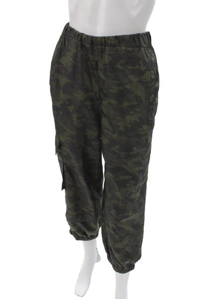 Tibi Womens Cargo Pants Green Camo Pull On Size XS