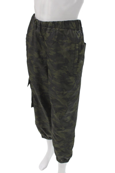 Tibi Womens Cargo Pants Green Camo Pull On Size XS