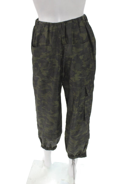 Tibi Womens Cargo Pants Green Camo Pull On Size XS