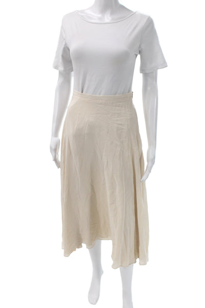 Anine Bing Womens A-Line Silk Long Skirt Beige Zip Size S