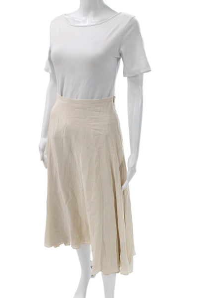 Anine Bing Womens A-Line Silk Long Skirt Beige Zip Size S