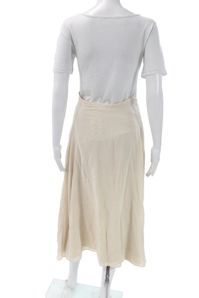 Anine Bing Womens A-Line Silk Long Skirt Beige Zip Size S