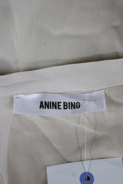 Anine Bing Womens A-Line Silk Long Skirt Beige Zip Size S