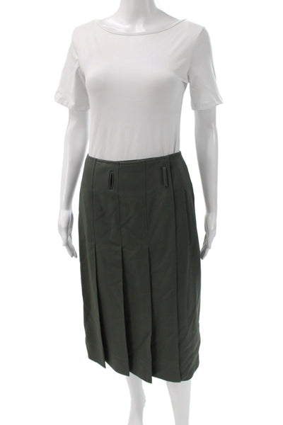 Tibi Womens Green Pleated Knee Length Skirt Size 0