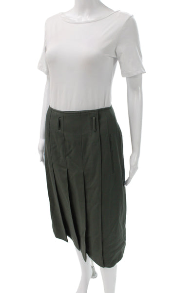 Tibi Womens Green Pleated Knee Length Skirt Size 0