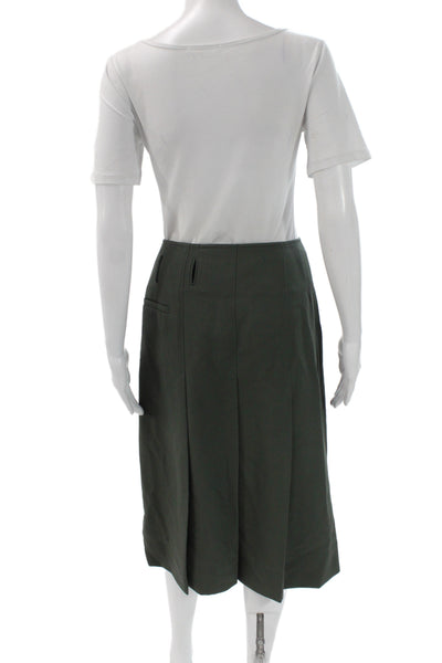 Tibi Womens Green Pleated Knee Length Skirt Size 0