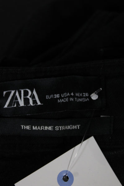 Zara Womens Black High Rise Straight Jeans 30 Inseam Size 4