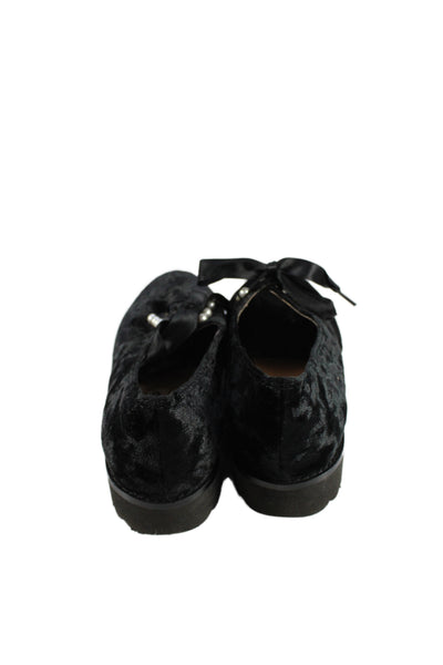 Karl Lagerfeld Womens Velvet Embellished Oxfords Black Size 7.5M