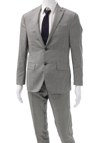 Scuderi Mens 2 Piece Gray Check Wool Suit Size 48