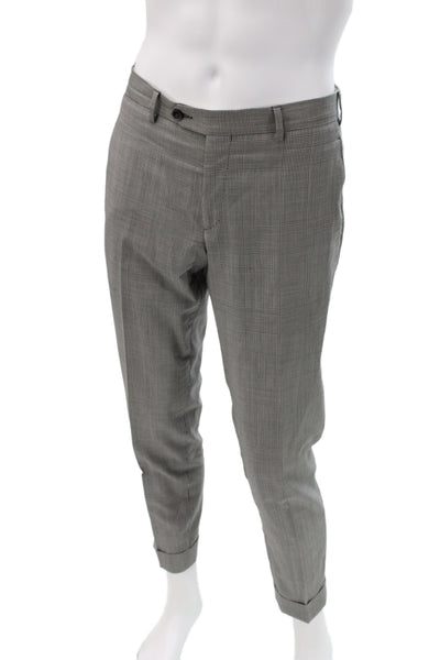 Scuderi Mens 2 Piece Gray Check Wool Suit Size 48