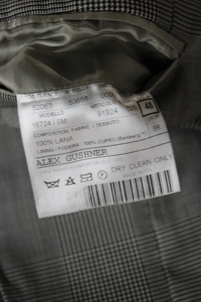Scuderi Mens 2 Piece Gray Check Wool Suit Size 48