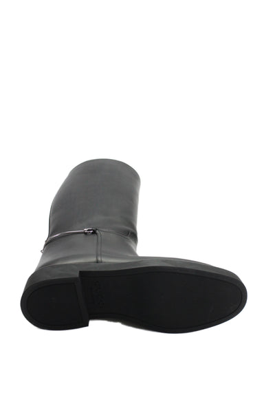 Gucci Womens Leather Silver Tone Knee High Riding Boots Black Size 39 9