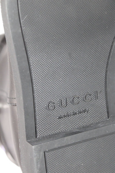 Gucci Womens Leather Silver Tone Knee High Riding Boots Black Size 39 9