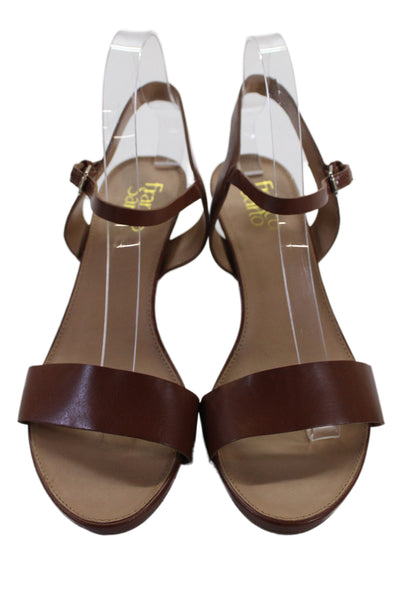 Franco Sarto Womens Leather Dulce Slingbacks Wedge Sandals Brown Size 8 Medium