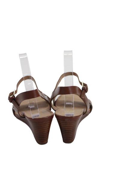 Franco Sarto Womens Leather Dulce Slingbacks Wedge Sandals Brown Size 8 Medium