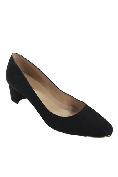 Talbots Womens Suede Slide On Medium Heel Pumps Black Gold Size 8 Medium