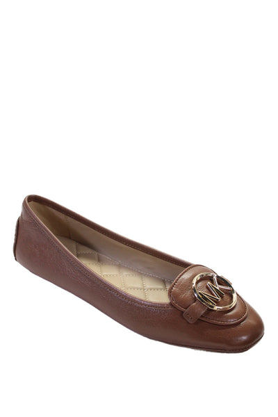 Michael Michael Kors Womens Leather Logo Ballet Flats Brown Size 8 Medium