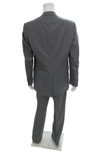 Hart Schaffner Marx Mens Gray Striped 2 Piece Wool Suit Size 40