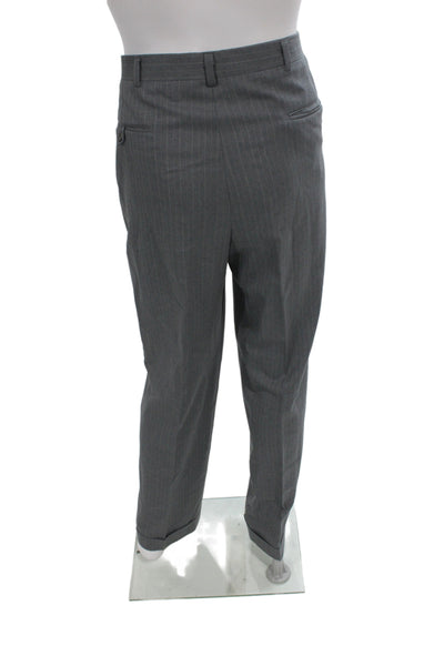 Hart Schaffner Marx Mens Gray Striped 2 Piece Wool Suit Size 40