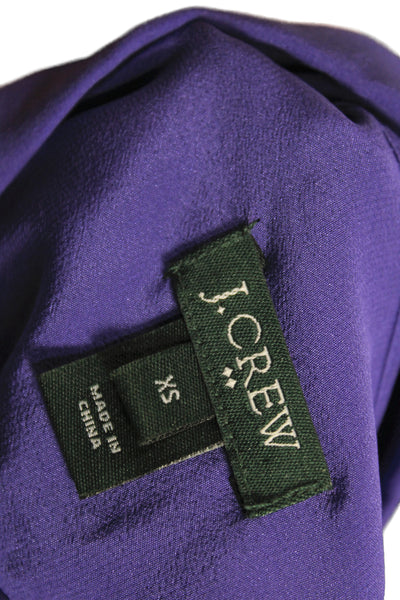 J Crew Women Basic Purple Silk Collared Long Sleeve Blouse Size XS