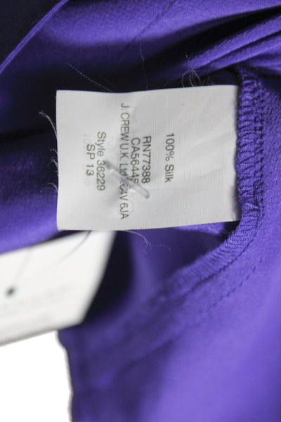 J Crew Women Basic Purple Silk Collared Long Sleeve Blouse Size XS