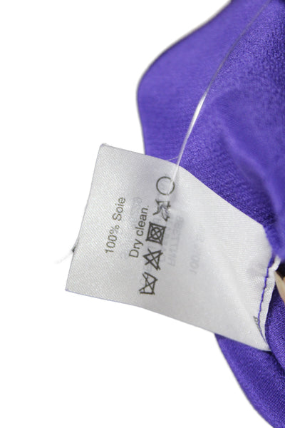 J Crew Women Basic Purple Silk Collared Long Sleeve Blouse Size XS