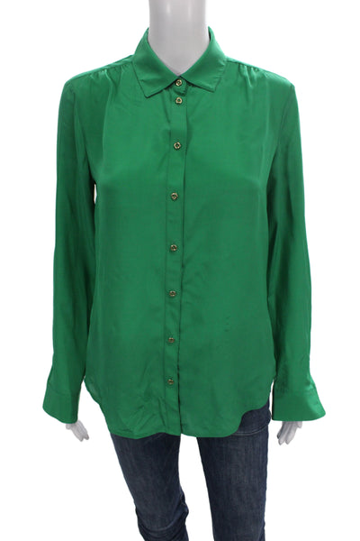 Banana Republic Womens Silk Collared Button Solid Long Sleeve Blouse Size XS