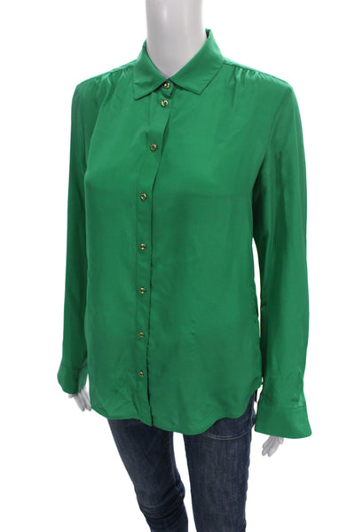 Banana Republic Womens Silk Collared Button Solid Long Sleeve Blouse Size XS