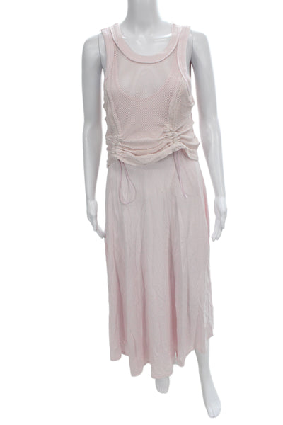 Anthropologie Women Tank Dress Pink Scoop Neck Sleeveless Long Cotton Size M