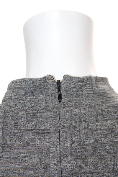 1. State Women Gray Geometric Sheath Dress Long Sleeve Mock Neck Zip Size L
