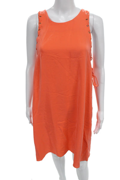 Amanda Uprichard Women Shift Dress Sleeveless Silk Orange Above Knee Size L