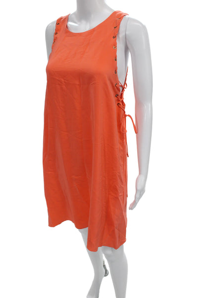 Amanda Uprichard Women Shift Dress Sleeveless Silk Orange Above Knee Size L