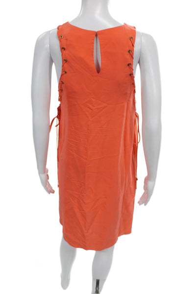Amanda Uprichard Women Shift Dress Sleeveless Silk Orange Above Knee Size L