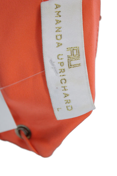 Amanda Uprichard Women Shift Dress Sleeveless Silk Orange Above Knee Size L