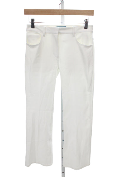 Theory Womens Cropped White Pants 65% Cotton Button Size 00