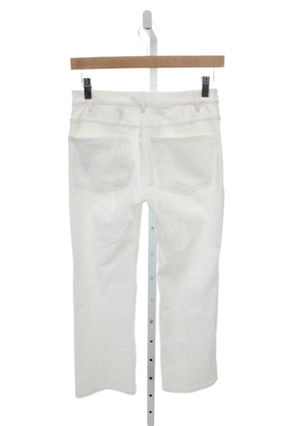 Theory Womens Cropped White Pants 65% Cotton Button Size 00