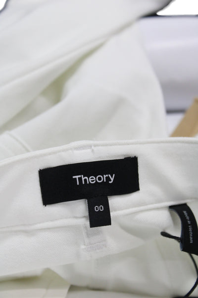 Theory Womens Cropped White Pants 65% Cotton Button Size 00
