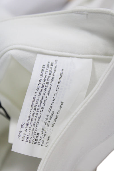 Theory Womens Cropped White Pants 65% Cotton Button Size 00