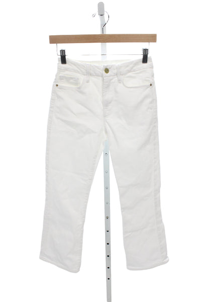 Frame Womens Cropped White Jeans High Rise Cotton Size 23