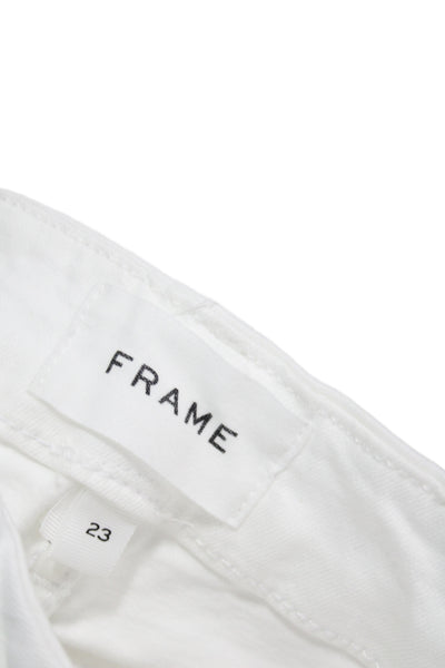 Frame Womens Cropped White Jeans High Rise Cotton Size 23