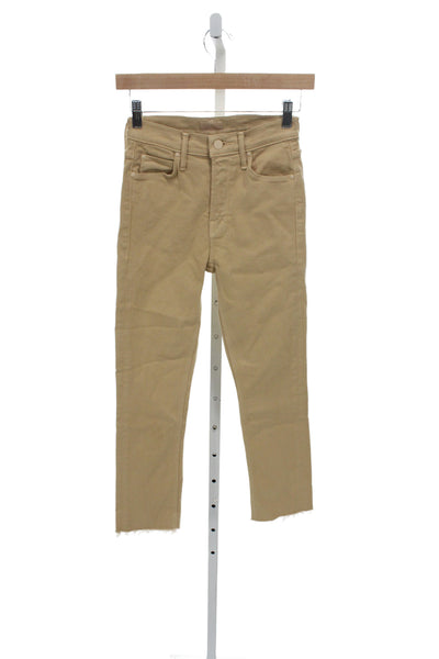 Mother Womens Ankle High Rise Jeans Beige Cotton Button Size 23