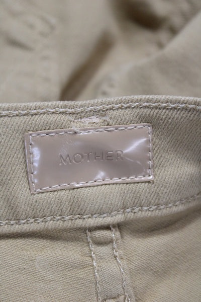 Mother Womens Ankle High Rise Jeans Beige Cotton Button Size 23