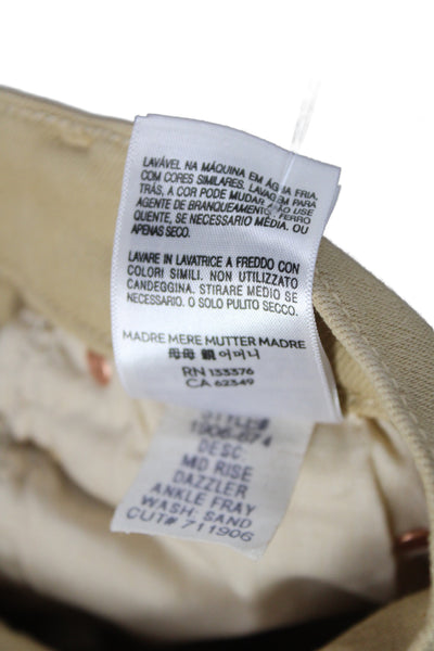 Mother Womens Ankle High Rise Jeans Beige Cotton Button Size 23