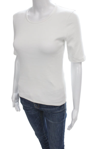 La Ligne Women White Basic Short Sleeve Round Neck Cotton T-Shirt Size XS