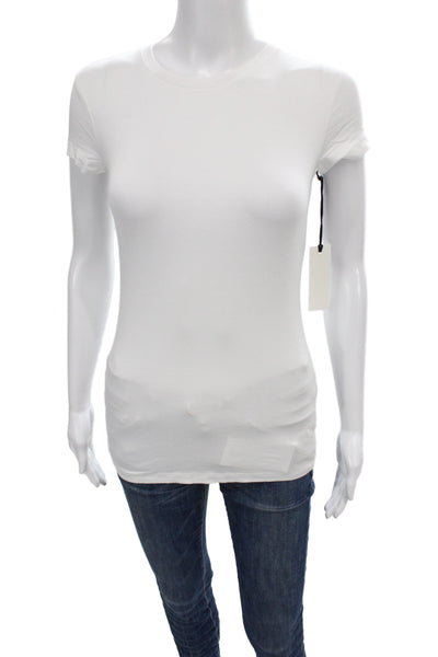 L'Agence Women Basic White Crew Neck Short Sleeve T-Shirt Size XS