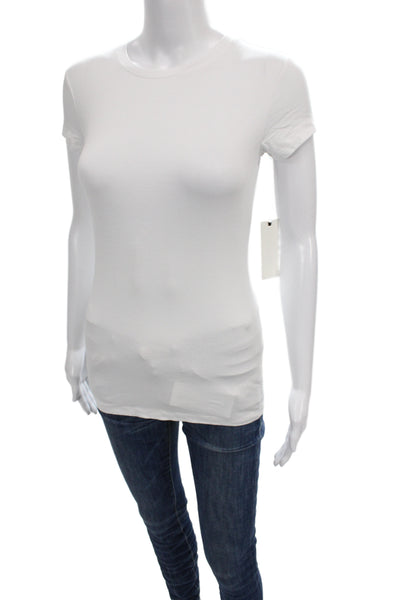 L'Agence Women Basic White Crew Neck Short Sleeve T-Shirt Size XS